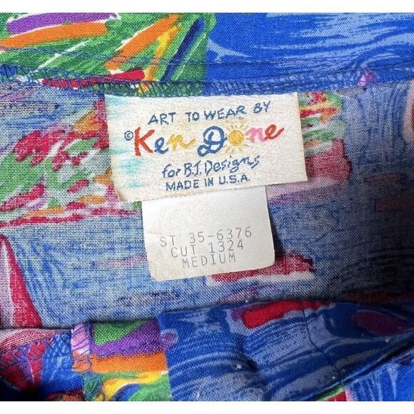 Vtg Ken Done Art to Wear Boating Button Down Long Sleeve Shirt 2 Piece Size M - Picture 7 of 13